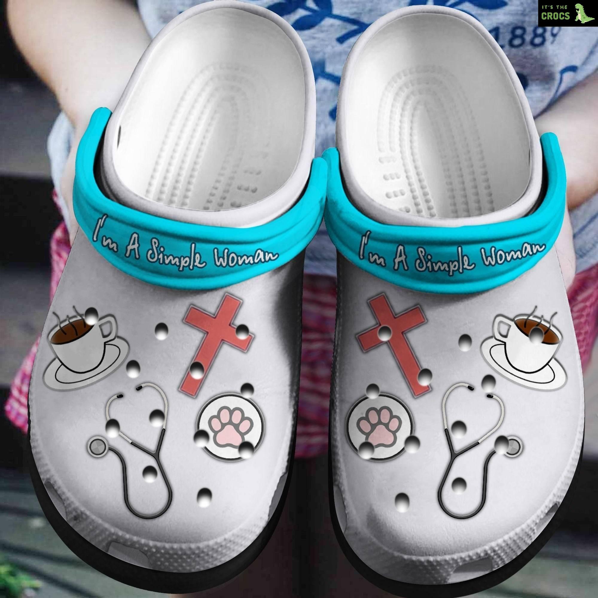 Im A Simple Woman Shoes – Nurse Life With Cute Cat Crocs Clogs Gift