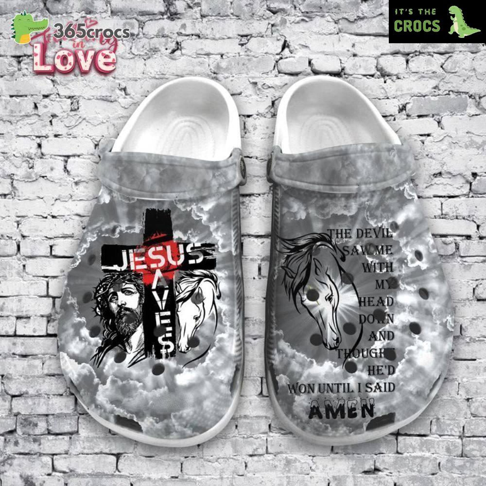 Jesus Horse Jesus Saves I Said Amen Christian Giftchristian Gift Crocs Clog Shoes