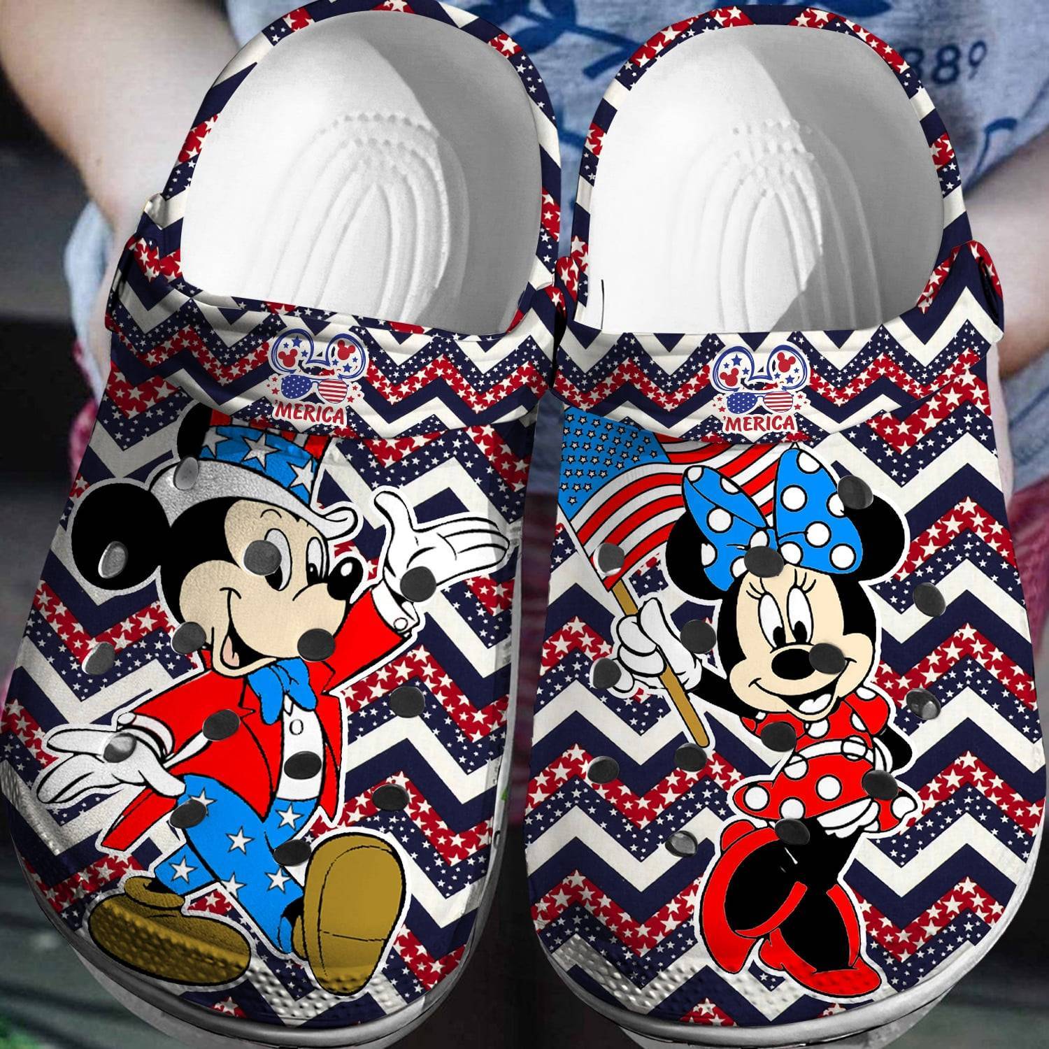 July 4th Mickey Minnie Crocs 3D Clog Shoes