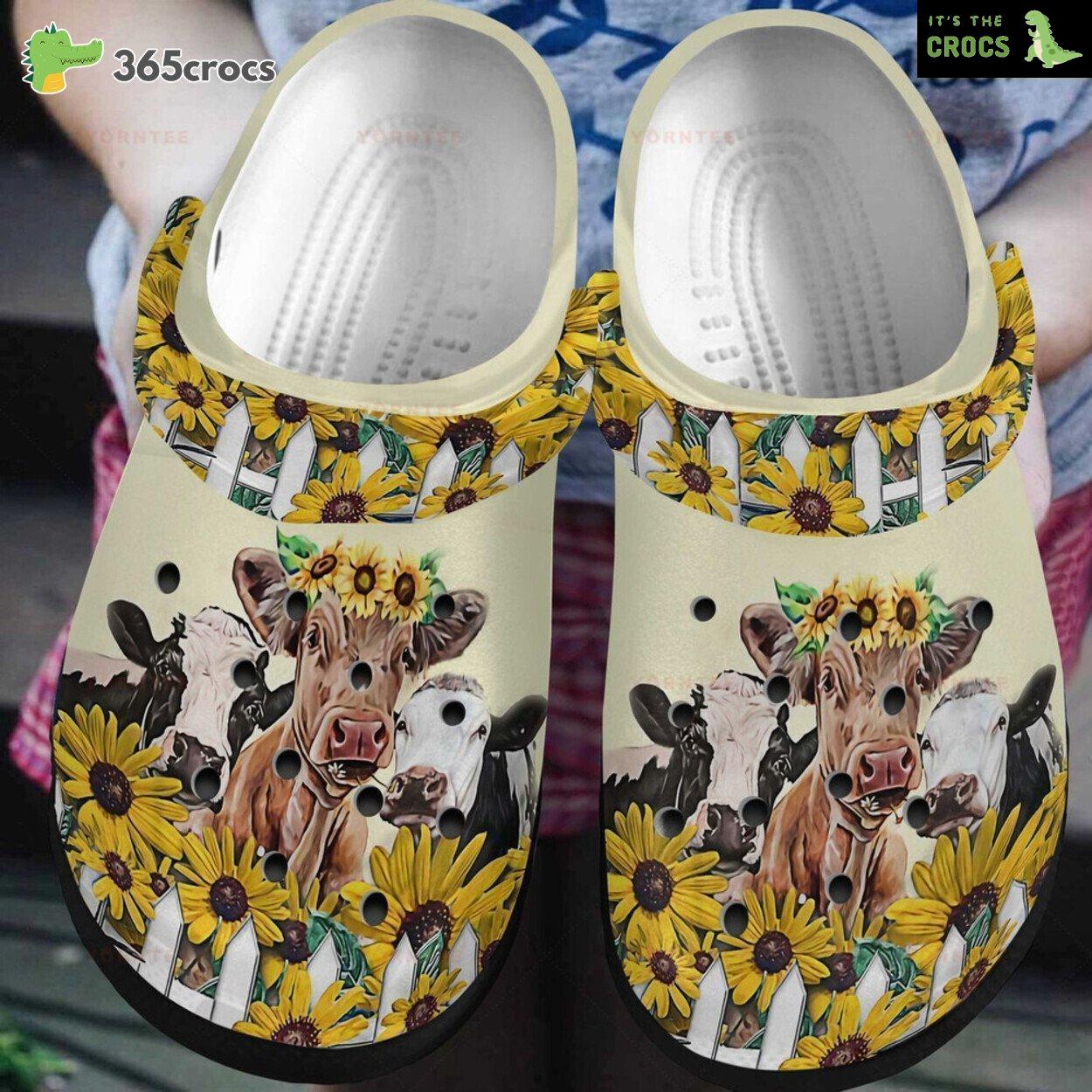 Just Love Cows Sunflower Gift For Lover Rubber clog Shoes Comfy Footwear