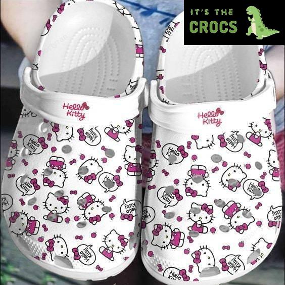 Kitty Cat Pattern Crocs Crocband Clog Fashion Style For Women Men, Adults Kids Crocs