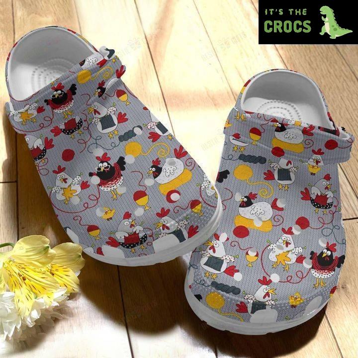 Knitting Chicken V1 Crocs Classic Clogs Shoes