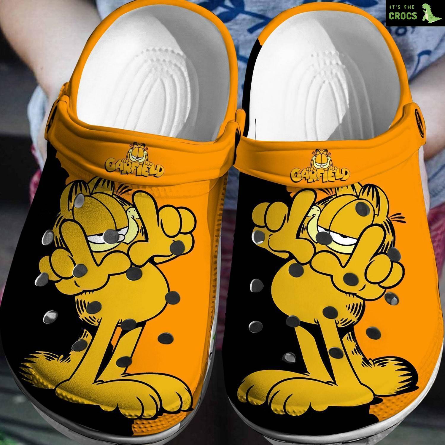 Lazy Cat Chic: Lounge in Style with Garfield Crocs 3D Clog Shoes!