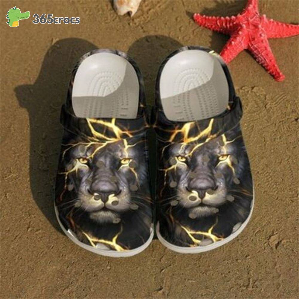Lion Black Lightning Power Crossband Clogs Lion King Of God Special For Lover Crocs Clog Shoes