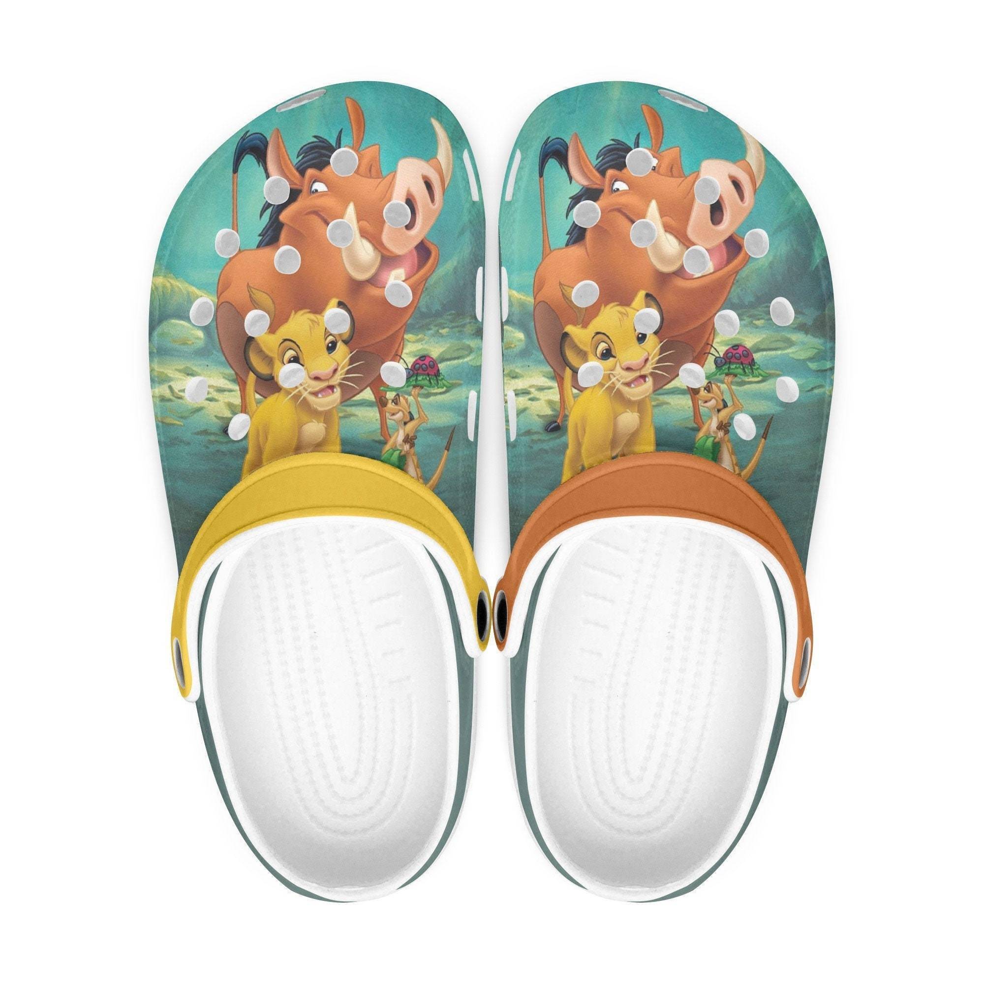 Lion King, Pumba, Slippers, Flip Flops. Birthday Gift. Custom Clogs For Men, Women And Kids, Looks Like Crocs Shoes
