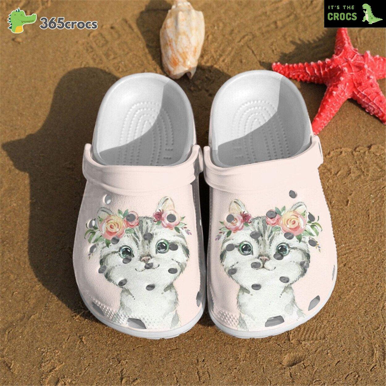 Little Cat Blooming Flowers Comfortable Rubber Clog Footwear Design