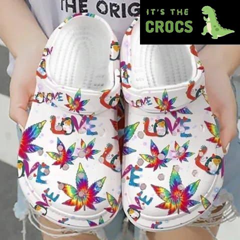 Love Weed Crocs Cannabis Marijuana 420 Weed Crocband Clog Shoes, Gifts For Grandma Mom Daughter Gifts For Adults Kids Crocs, Gift Birthday