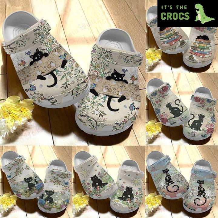 Lovely Black Cat Crocs Classic Clogs Shoes