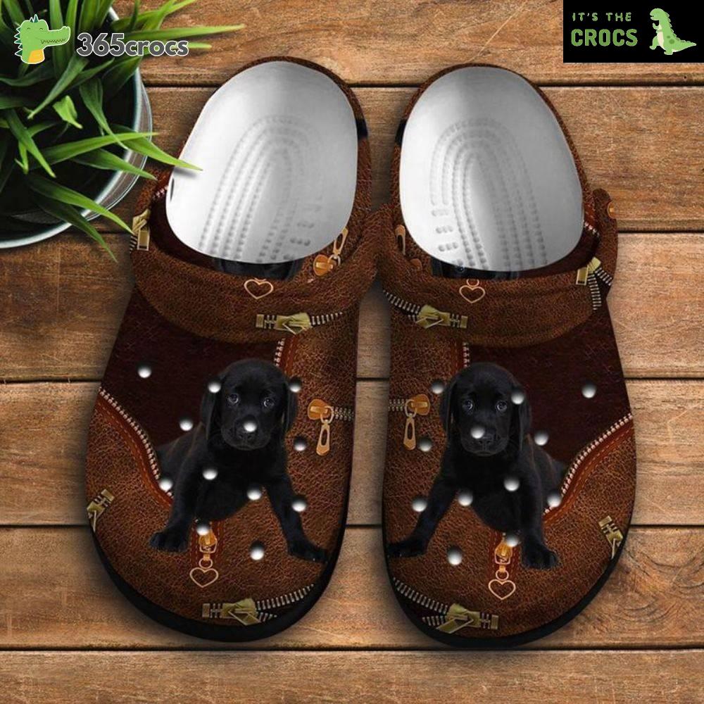 Lovely Labrador Puppy On The Cover Of Leather Pattern Printed Best Gift For Labrador Lovers Crocs Clog Shoes