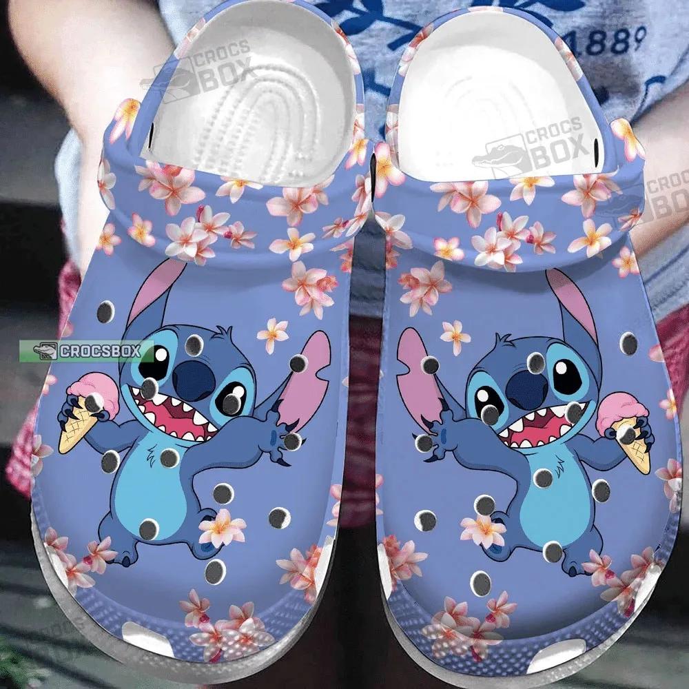 Lovely Stitch Flower Purple Crocs Stitch Gift For Her