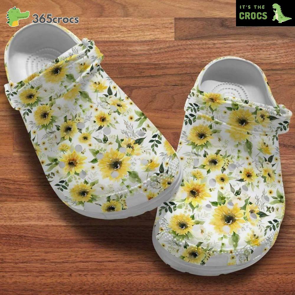 Lovely Sunflower Patterns Sunflower Lovers Gift Ideal Crocs Clog Shoes