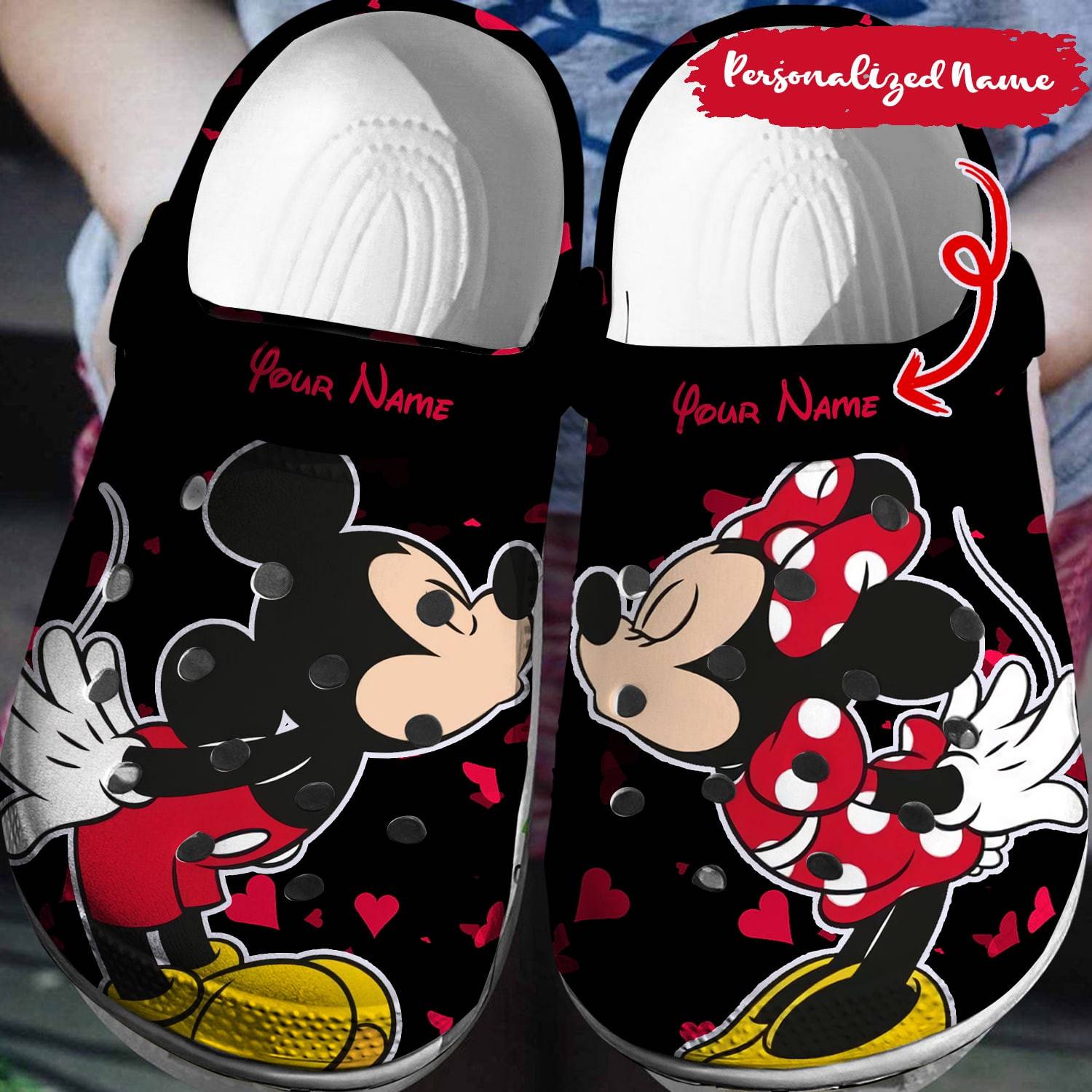 Made with Your Personal Flair: Personalized Mickey Minnie Crocs 3D Clog Shoes