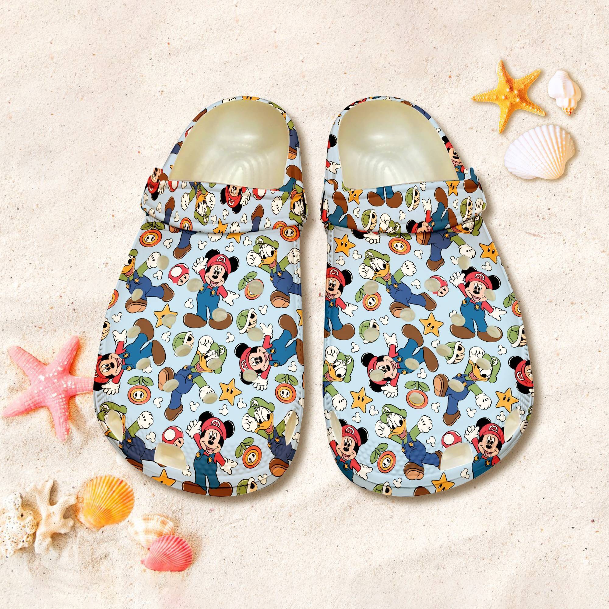 Mario Mickey Mouse Summer Beach Clogs Magic Kingdom Shoes Family Trip