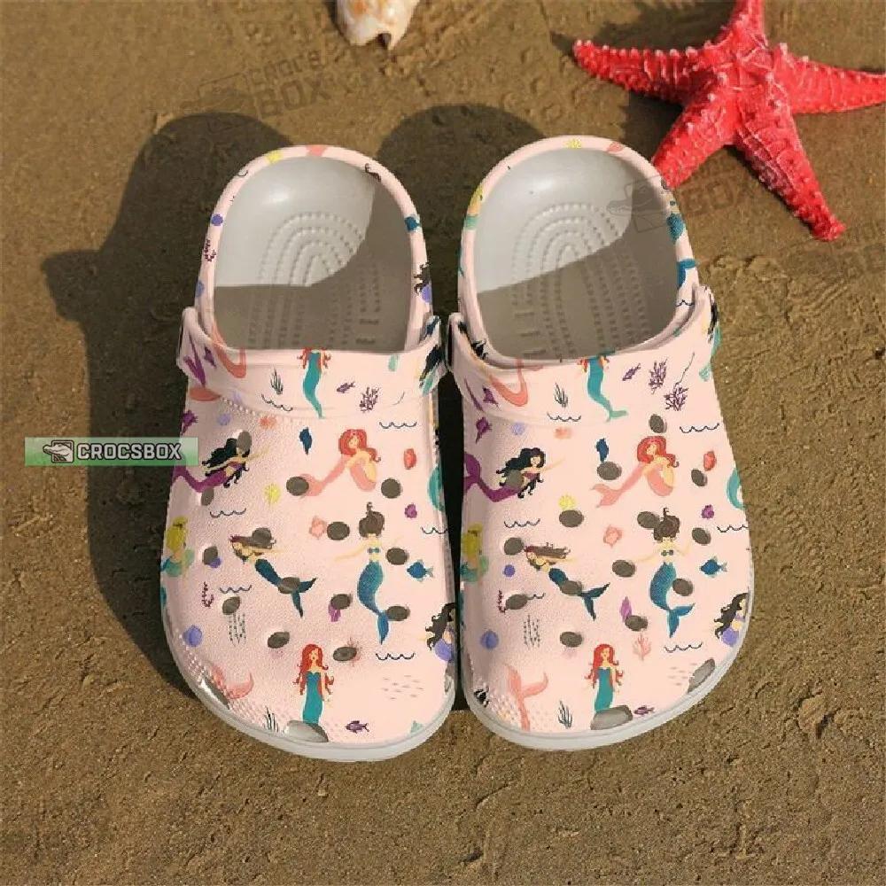 Mermaid Pattern Pink Crocs Shoes