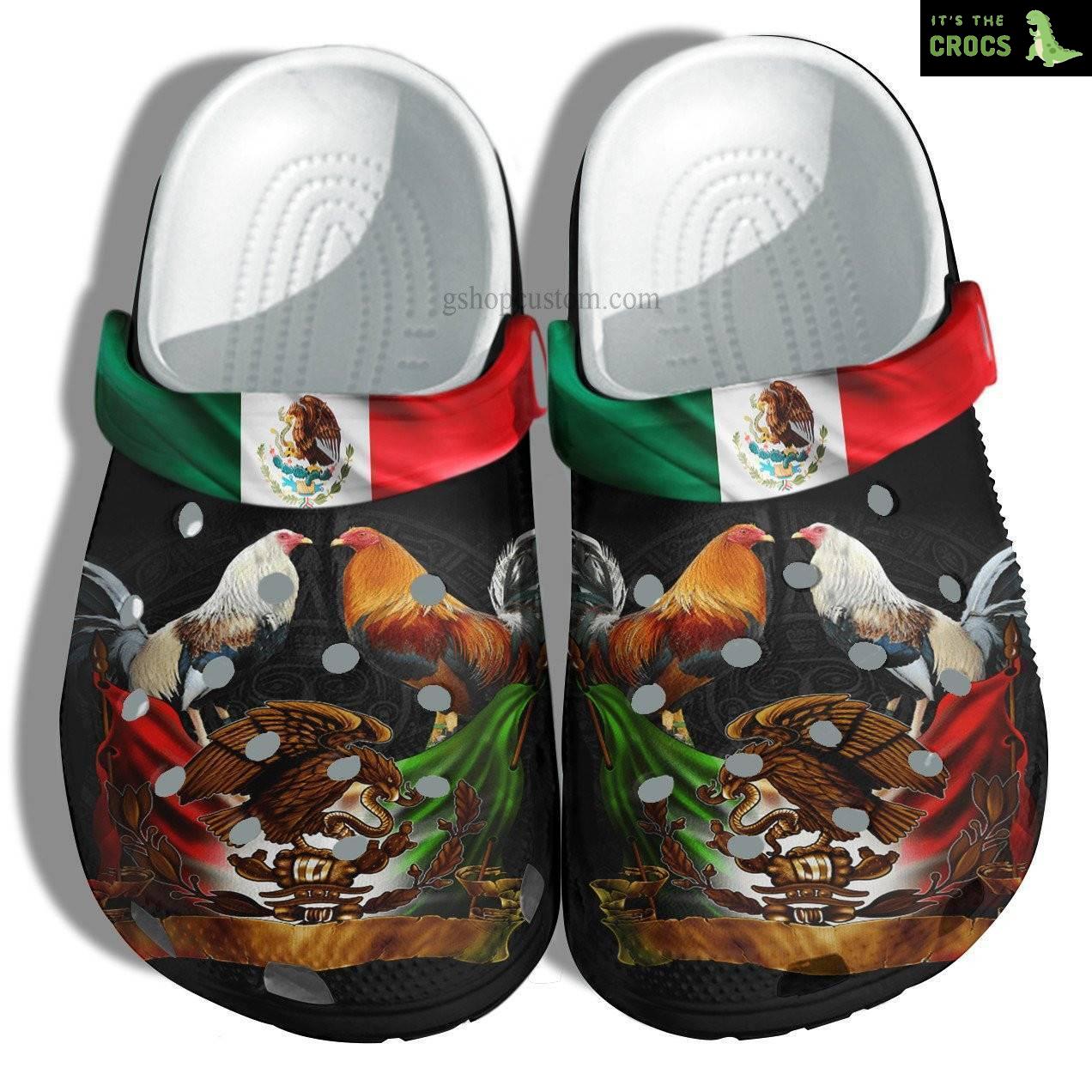 Mexico Eagle Chicken Flag Croc Shoes Gift Men Father Day – Chicken Mexican Lover Crocs Shoes Gift Men Women