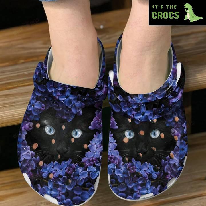 Midnight Panther: Walk with Elegance in Black Cat Crocs Classic Clogs!