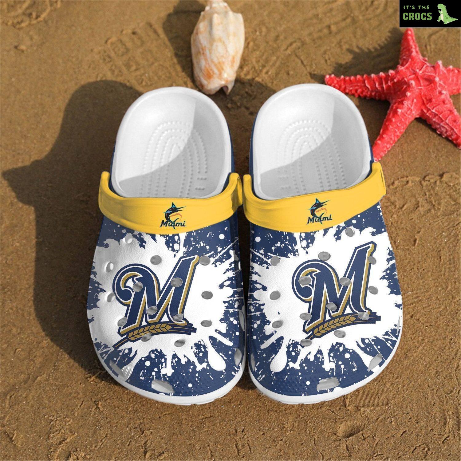 Milwaukee Brewers Mlb Paint Flakes Crocs Clog Shoescrocband Clogs Comfy Footwea