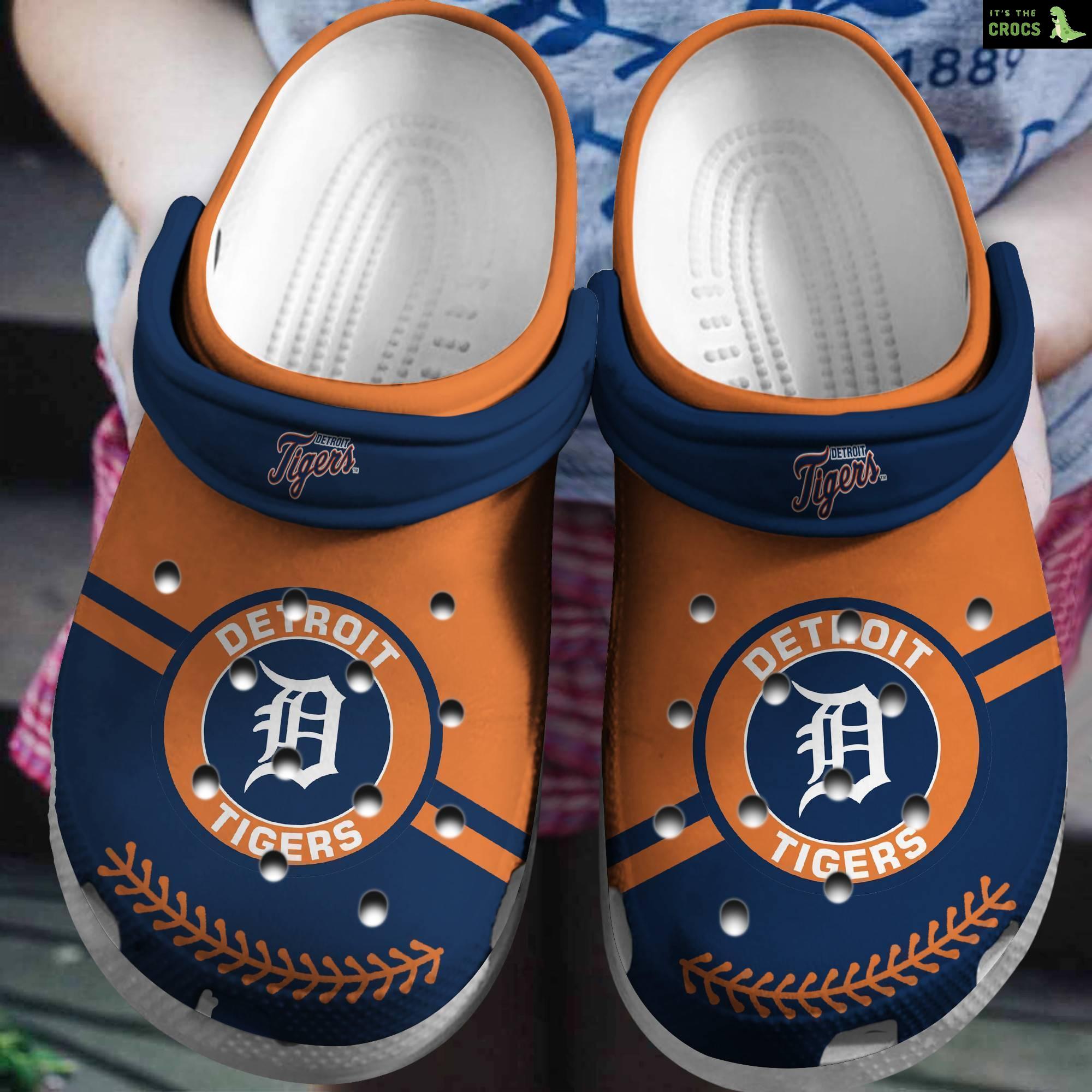 Mlb Team Detroit Tigers Orange – Navy Crocs Clog Shoesshoes