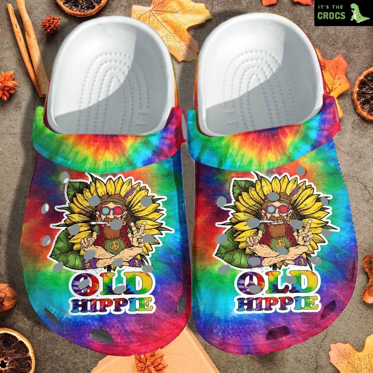 Old Men Hippie Sunflower Weed Custom Shoes – Birthday Outdoor Shoe Gifts For Old Men Grandpa Fathers Day 2022