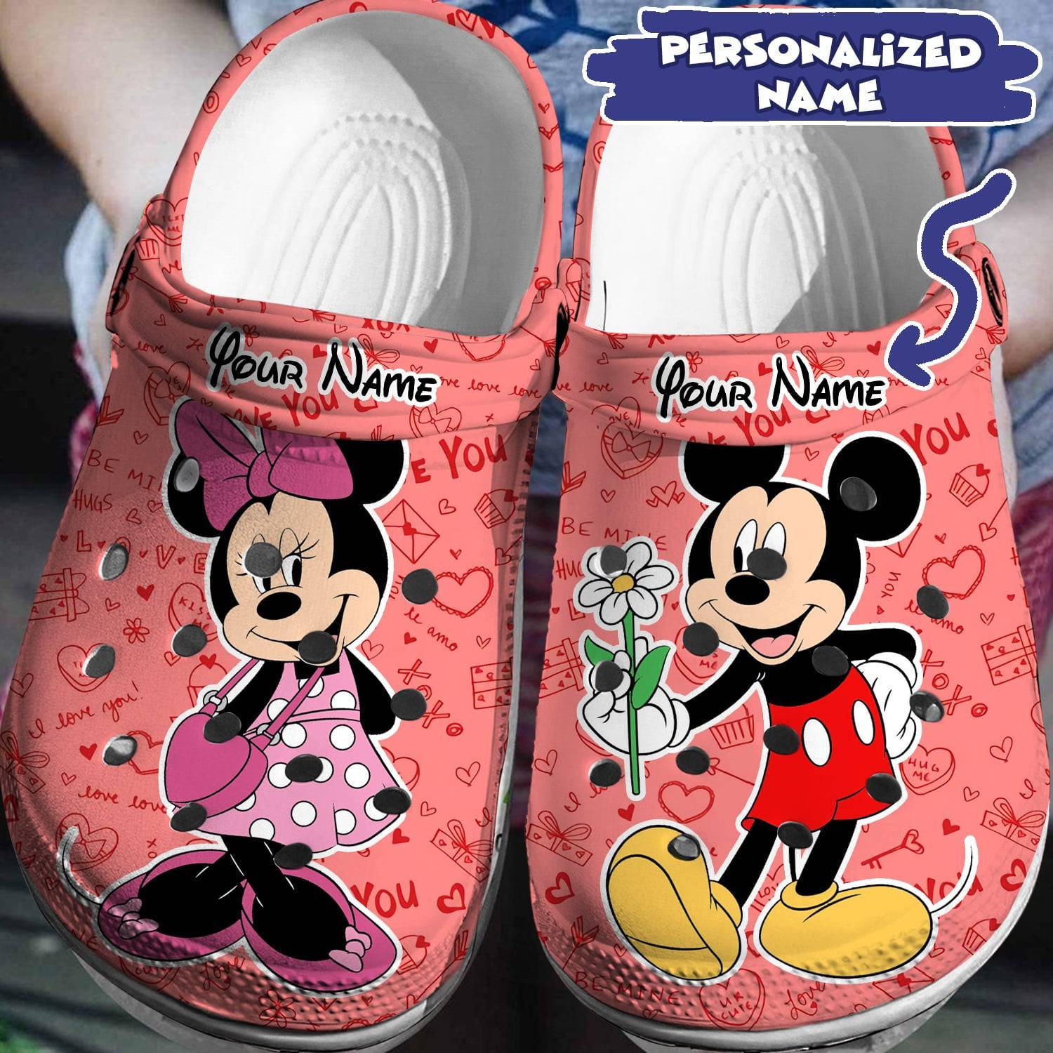 One – of – a – Kind Disney Magic: Personalized Mickey Minnie Crocs 3D Clog Shoes