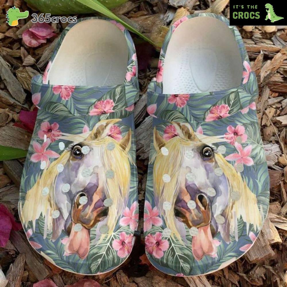 Painting Horse Tropical Croc, Funny Horse Croc, Horse Art Classic Clog, For Boyfriend For Him Crocs Clog Shoes