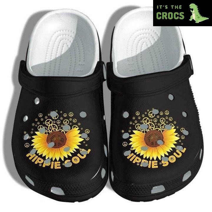 Peace Hippie Soul Sunflower Crocs Classic Clogs Shoes Sunflower Peace Symbol Crocs Classic Clogs Shoes