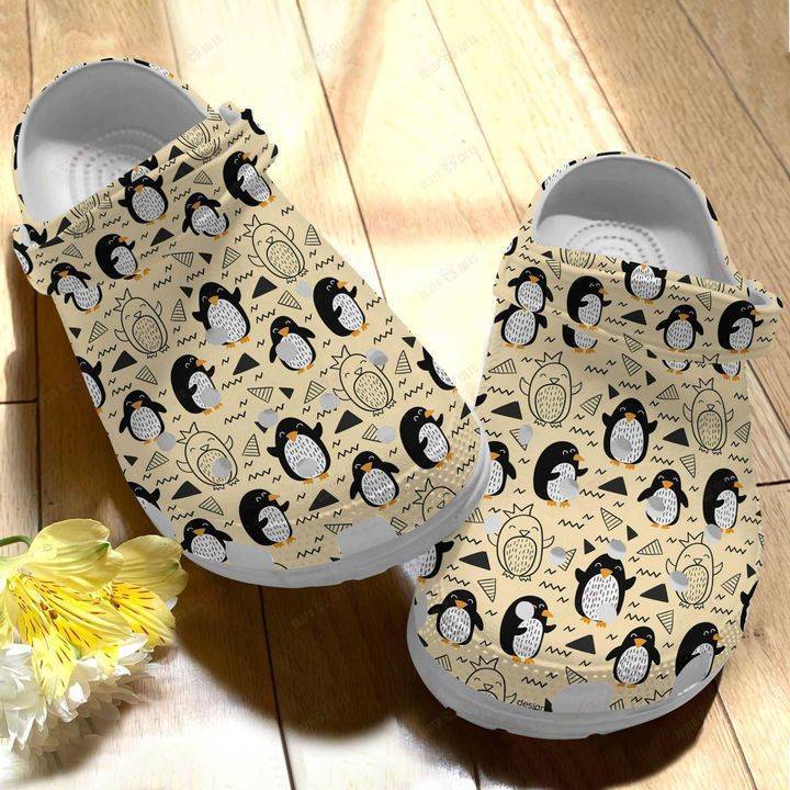 Penguin White Sole Happy Day Crocs Classic Clogs Shoes