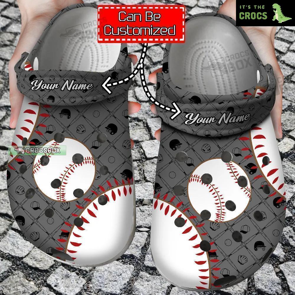 Personalized Baseball Pattern Grey Crocs