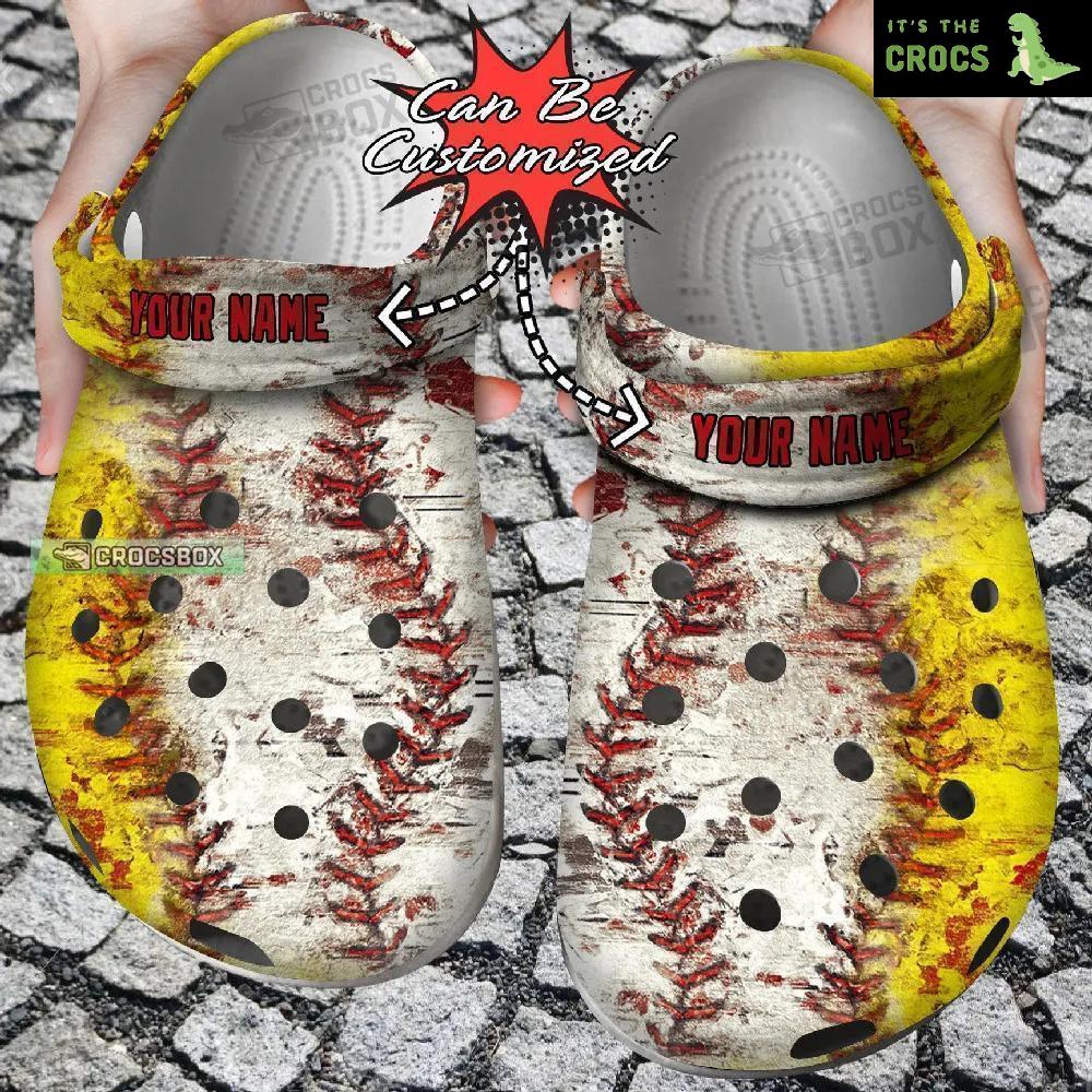 Personalized Baseball Softball Pattern Crocs Custom