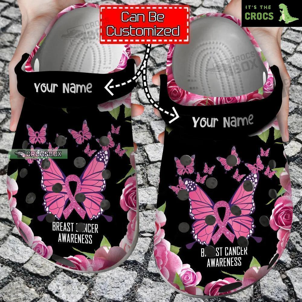 Personalized Breast Cancer Awareness Butterfly Crocs