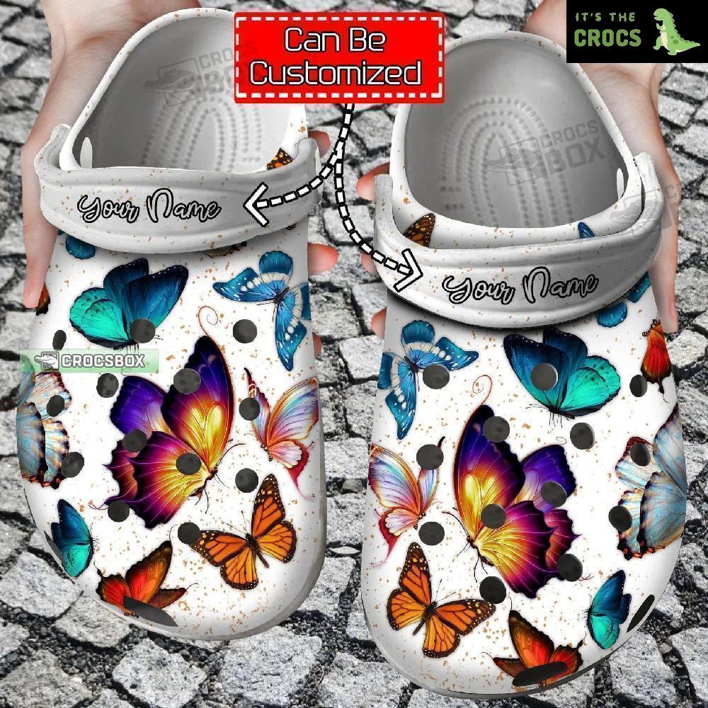 Personalized Butterfly Crocs White
