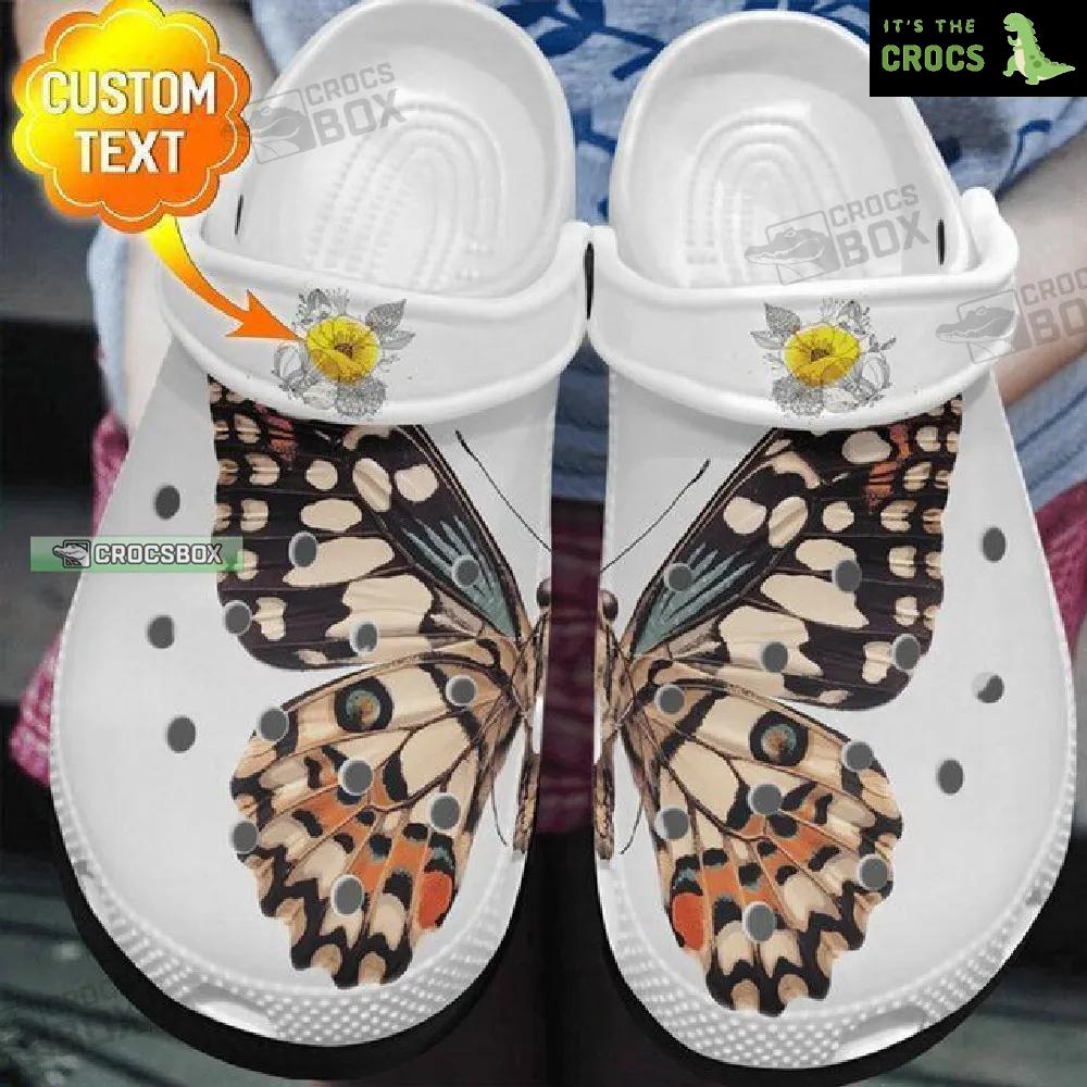 Personalized Butterfly White Crocs Clogs