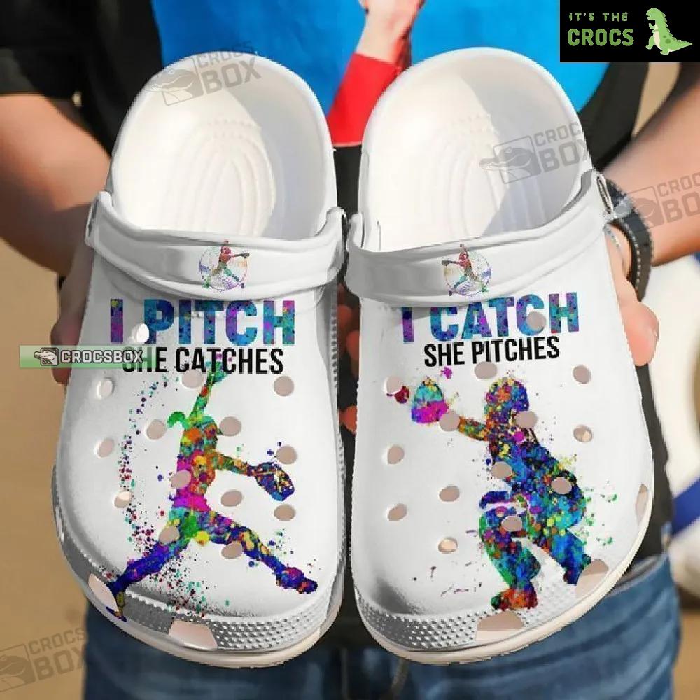 Personalized Catch N Pitch Classic Baseball Crocs Shoes