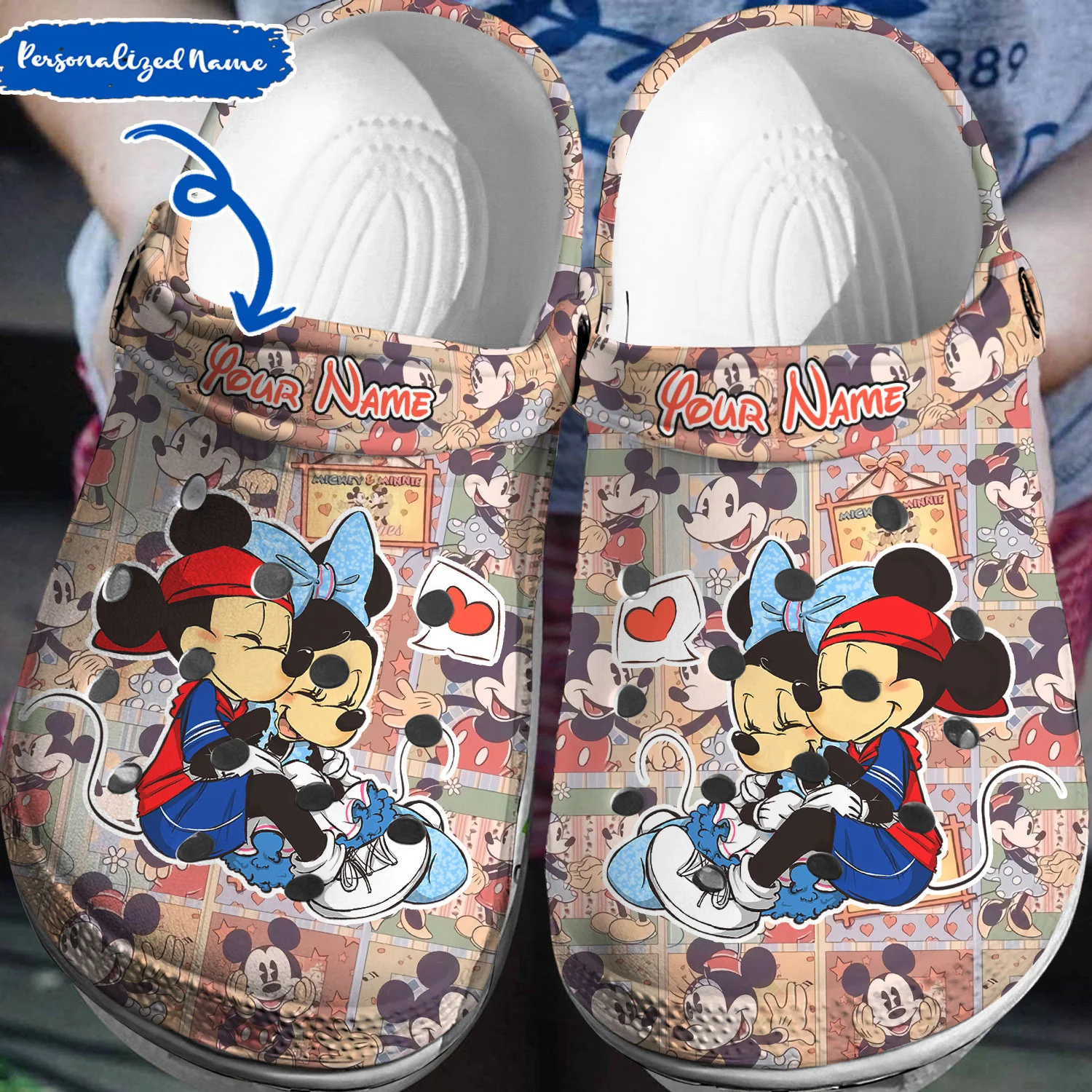 Personalized Comfort, Disney Style: Mickey Minnie Crocs 3D Clog Shoes