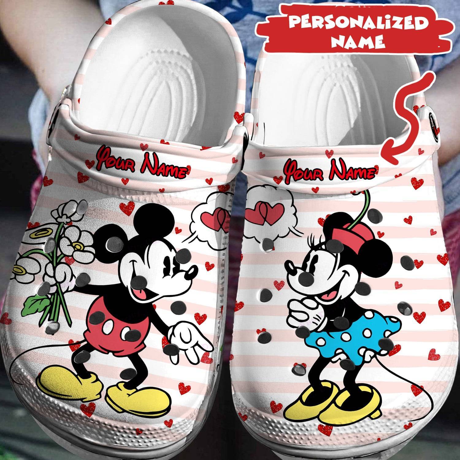 Personalized Comfort with Mickey Minnie Crocs 3D Clog Shoes