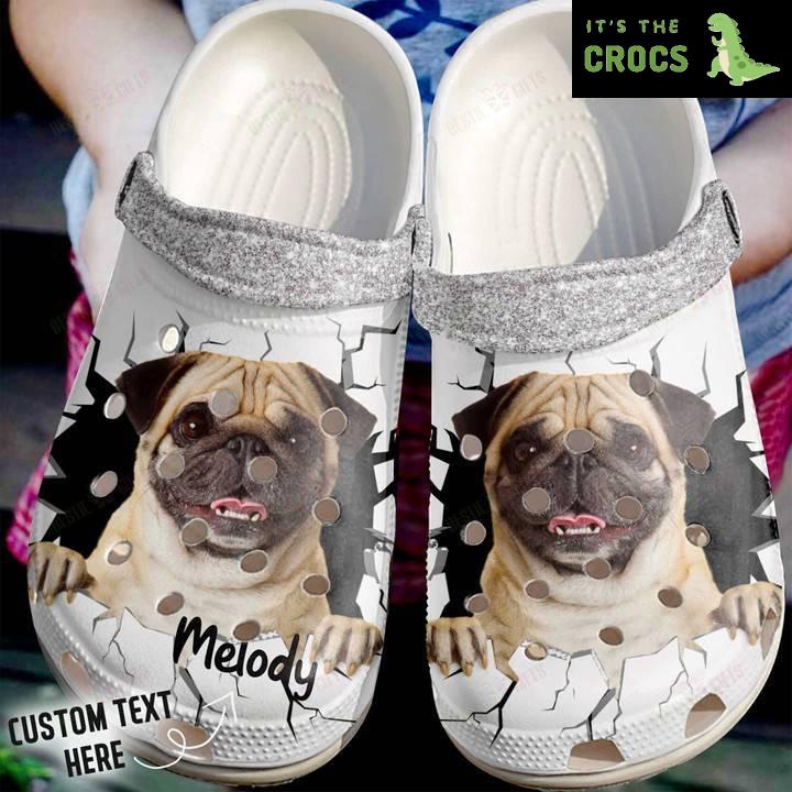 Personalized Crack Wall Pug Crocs Classic Clogs Shoes