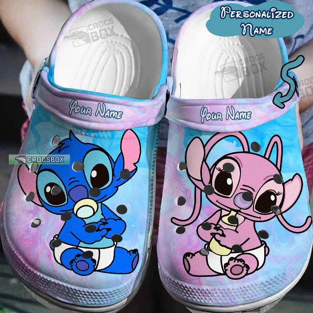 Personalized Cute Baby Stitch And Angel Crocs - Its The Crocs