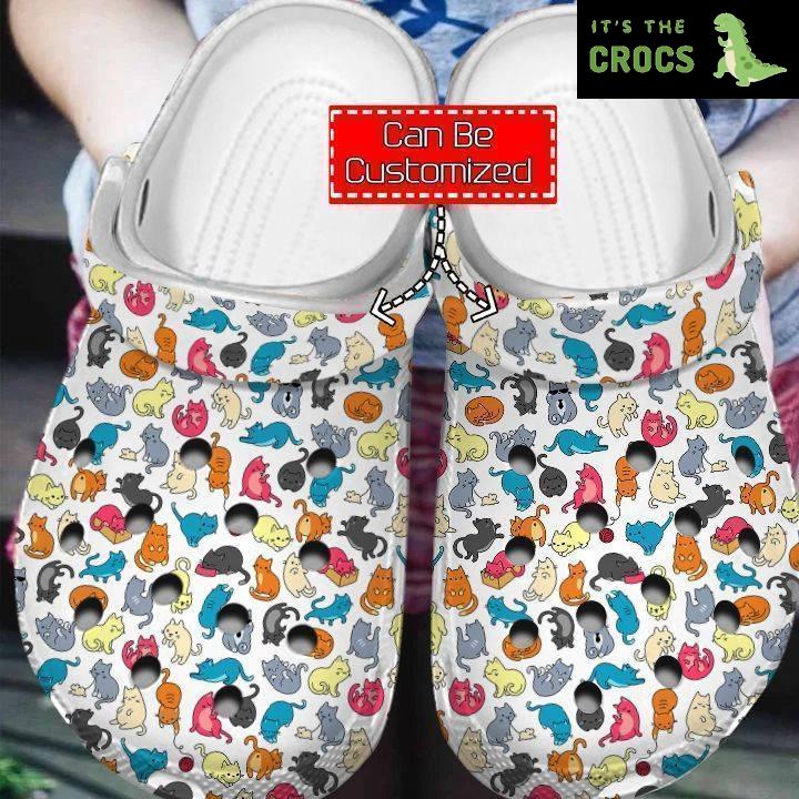 Personalized Cute Cat Pattern Crocs Clog Shoes Cat Crocs