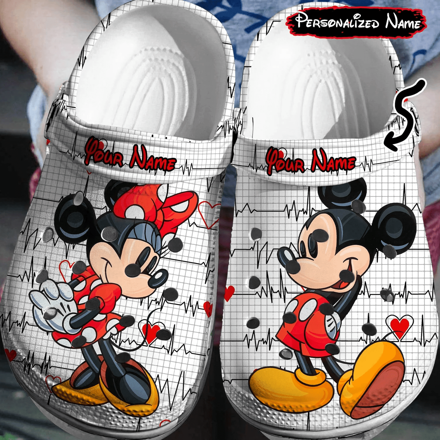 Personalized Cute Mickey And Minnie Mouse Couple Crocs 3D Clog Shoes