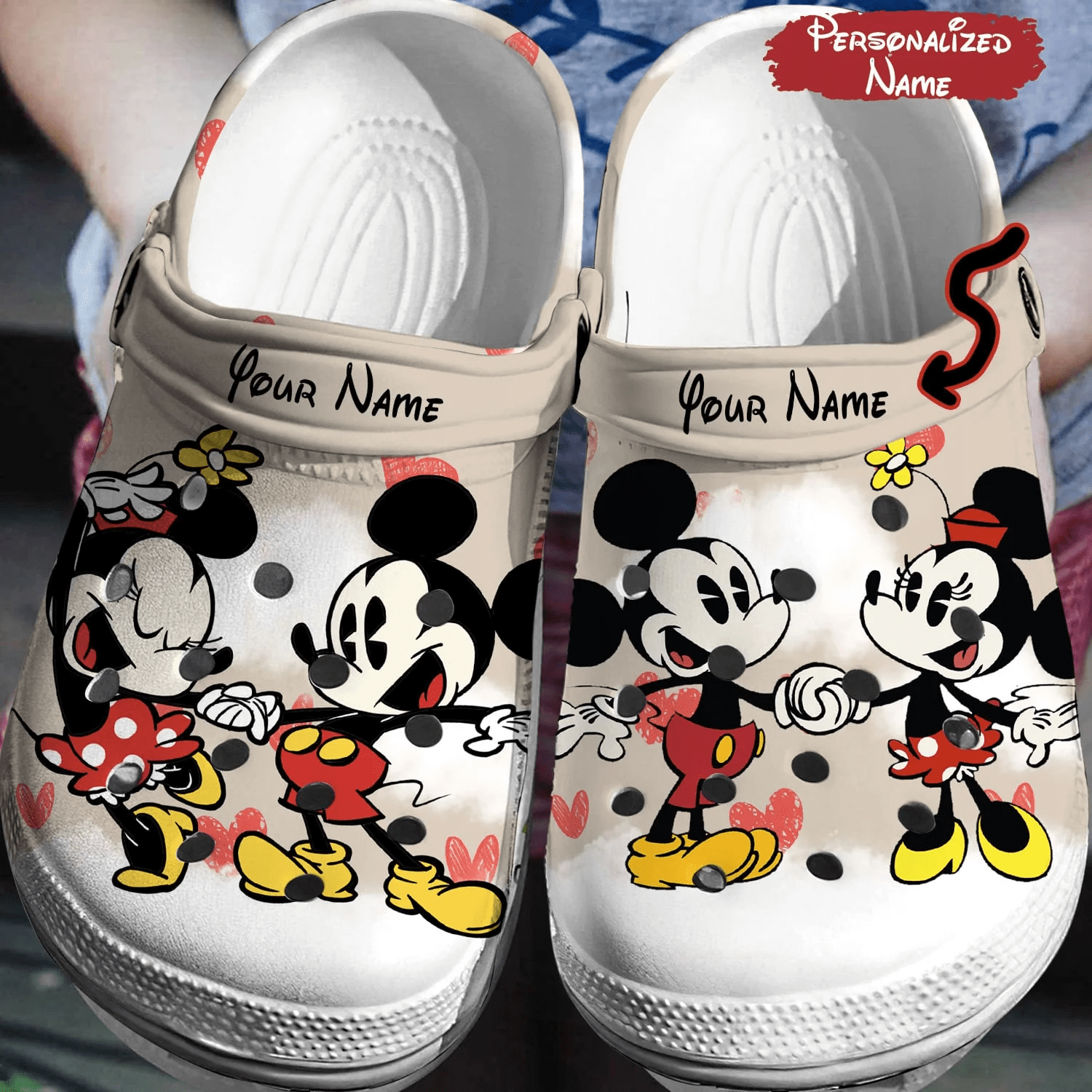 Personalized Cute Mickey Minnie Mouse Couple Crocs 3D Clog Shoes