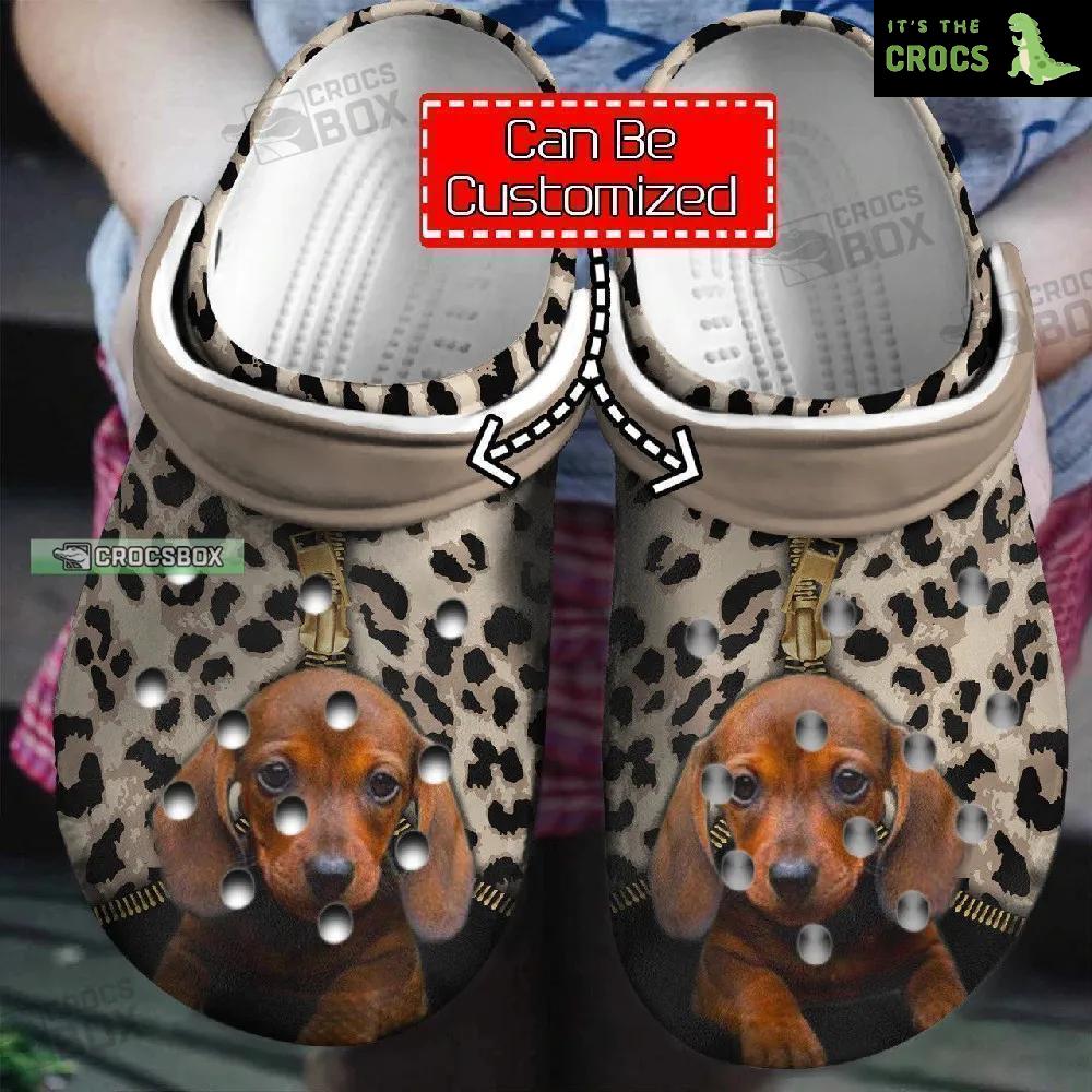 Personalized Dachshund Leopard Pattern Crocs Footwear Dog