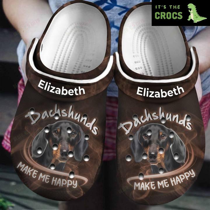 Personalized Dachshund Make Me Happy Crocs Classic Clogs Shoes