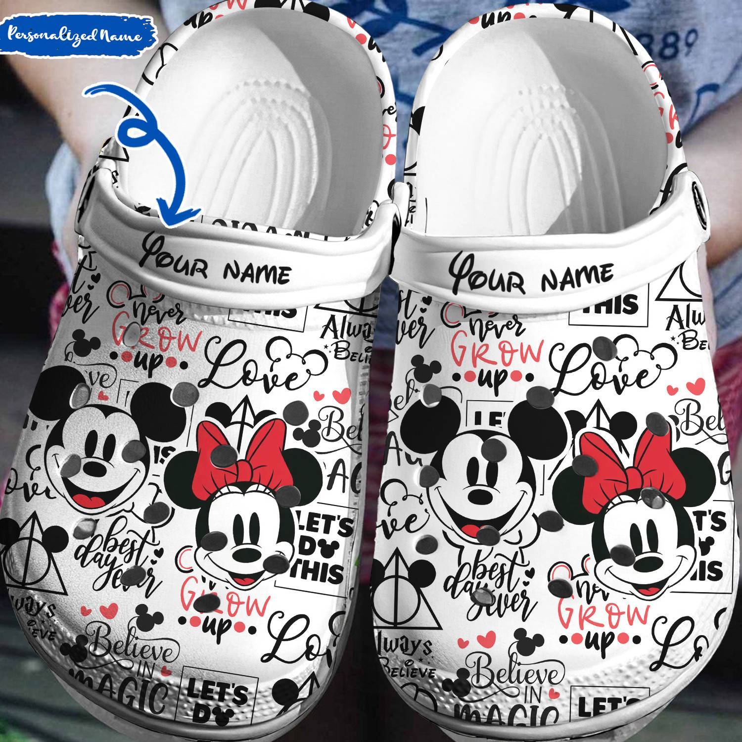 Personalized Disney Memories: Mickey Minnie Crocs 3D Clog Shoes