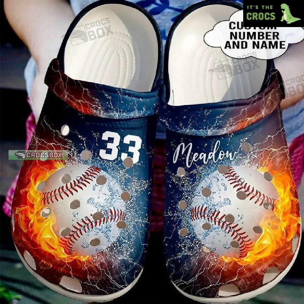 Personalized Fire And Water Classic Baseball Crocs Shoes