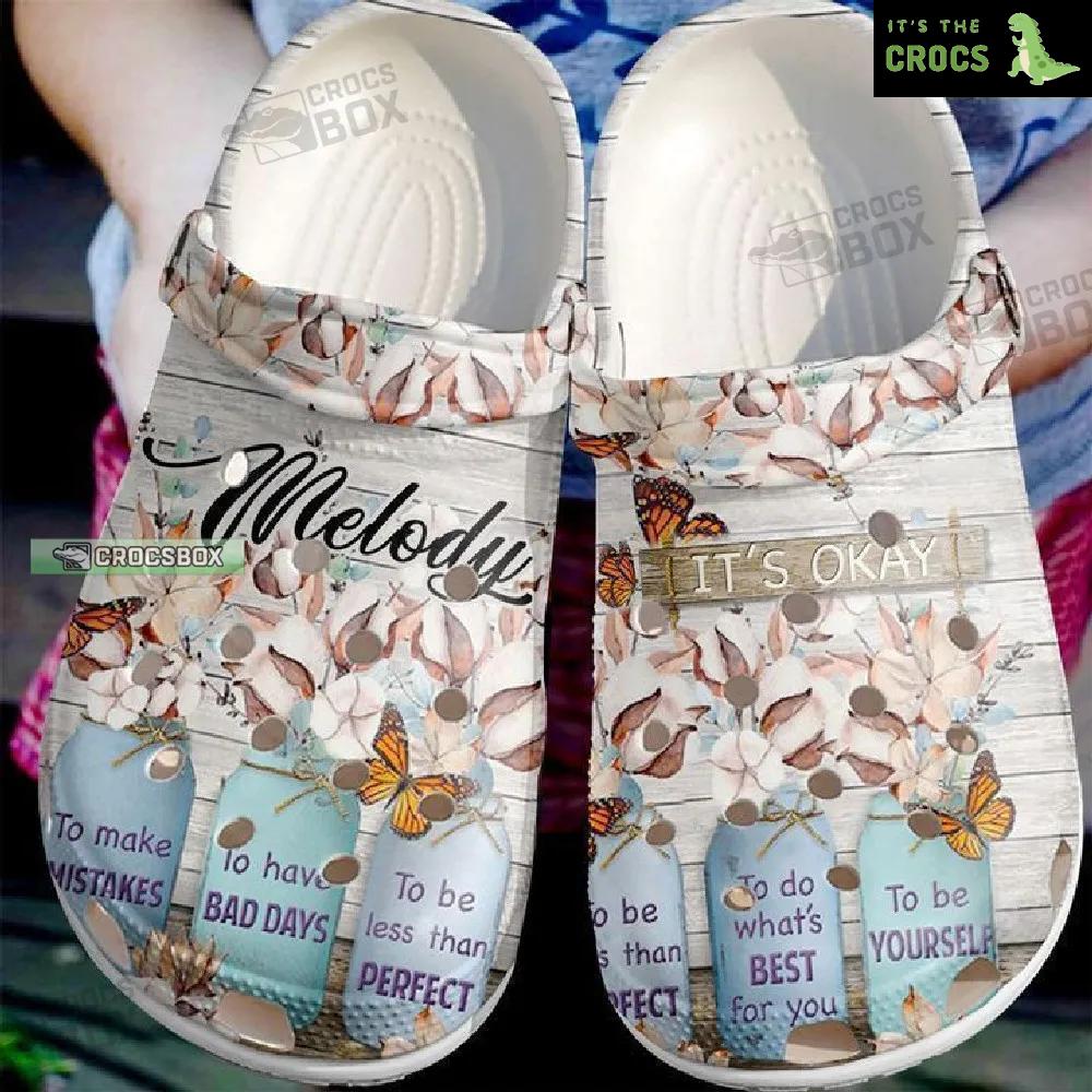 Personalized Its Okay Butterfly Crocs