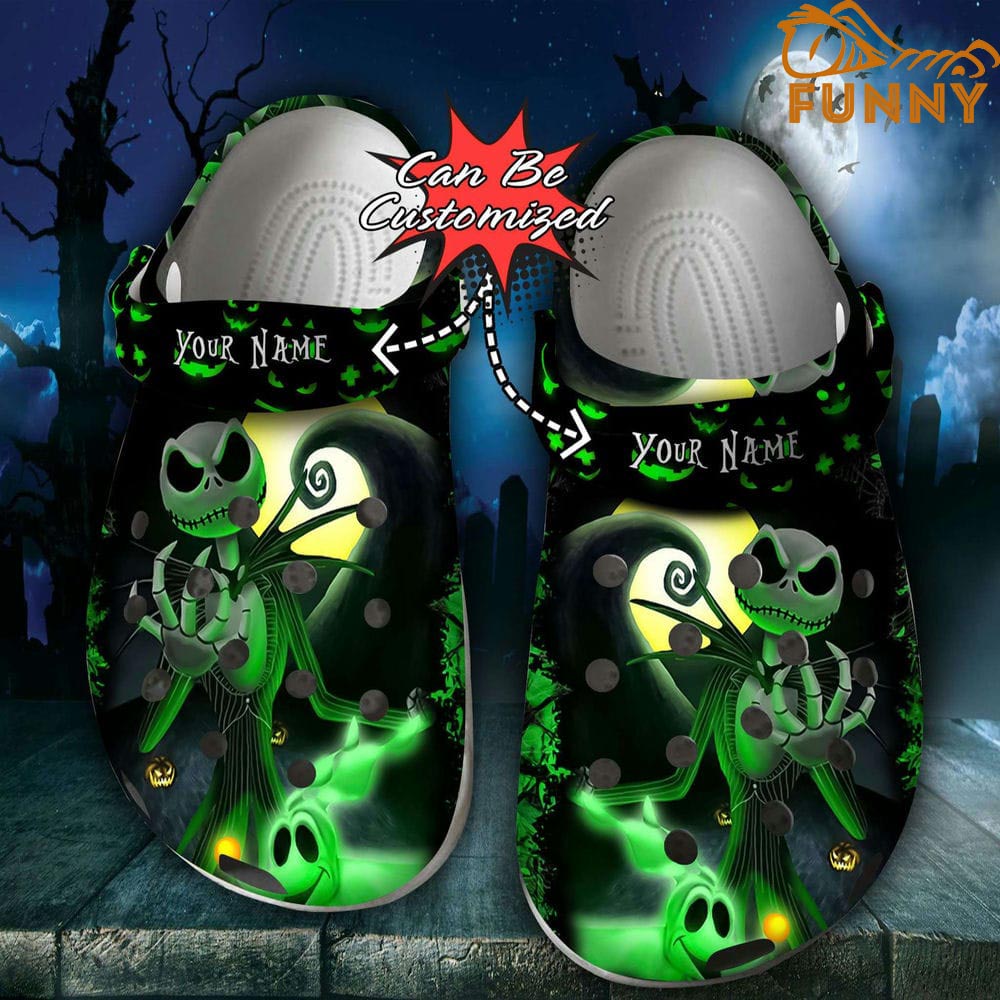 Personalized Jack Skellington Green Crocs Halloween, Nightmare Before Christmas  | Get Spooky this Halloween!