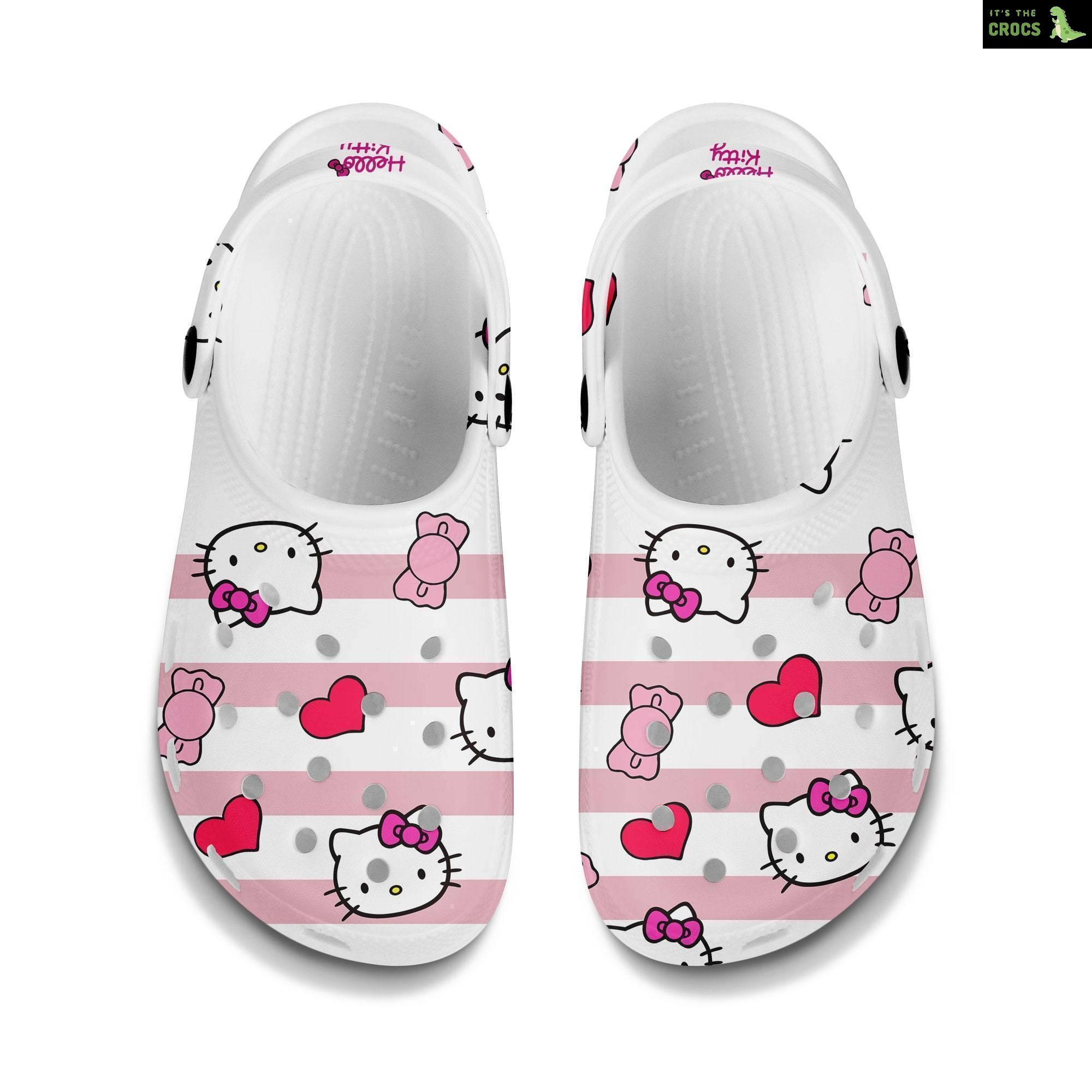 Personalized Kitty Cat Cartoon Clogs, Crocs Crocband Clogs Comfy Footwear Shoes