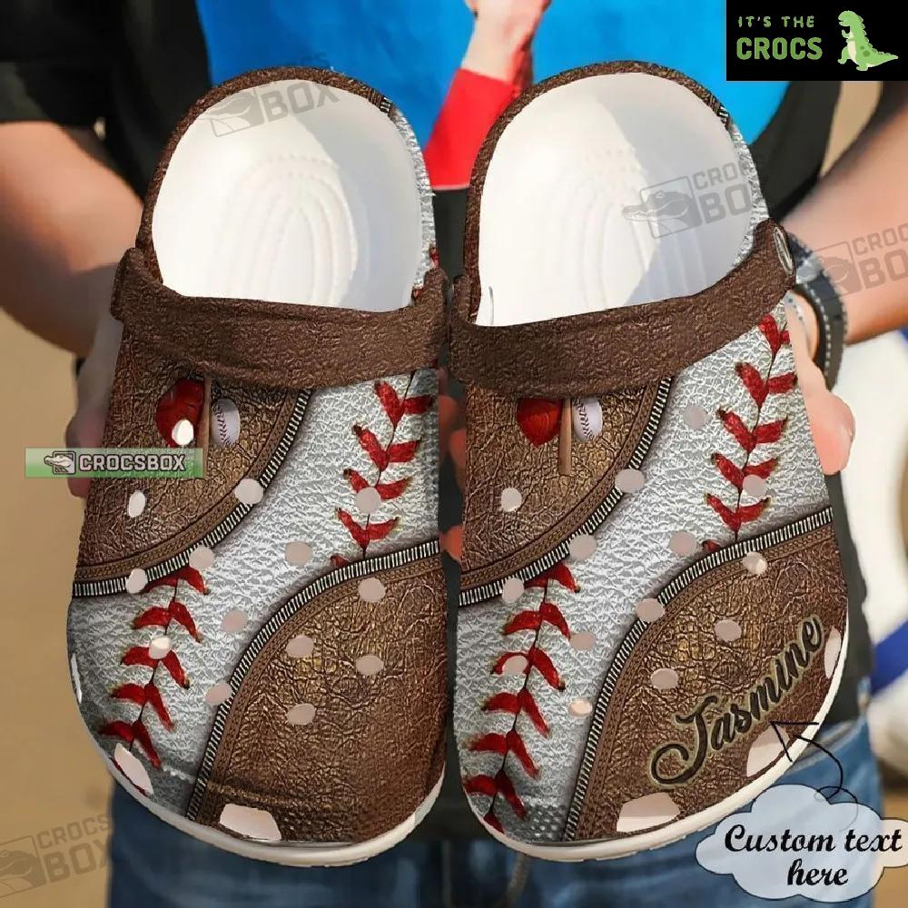 Personalized Leather Classic Baseball Crocs Shoes