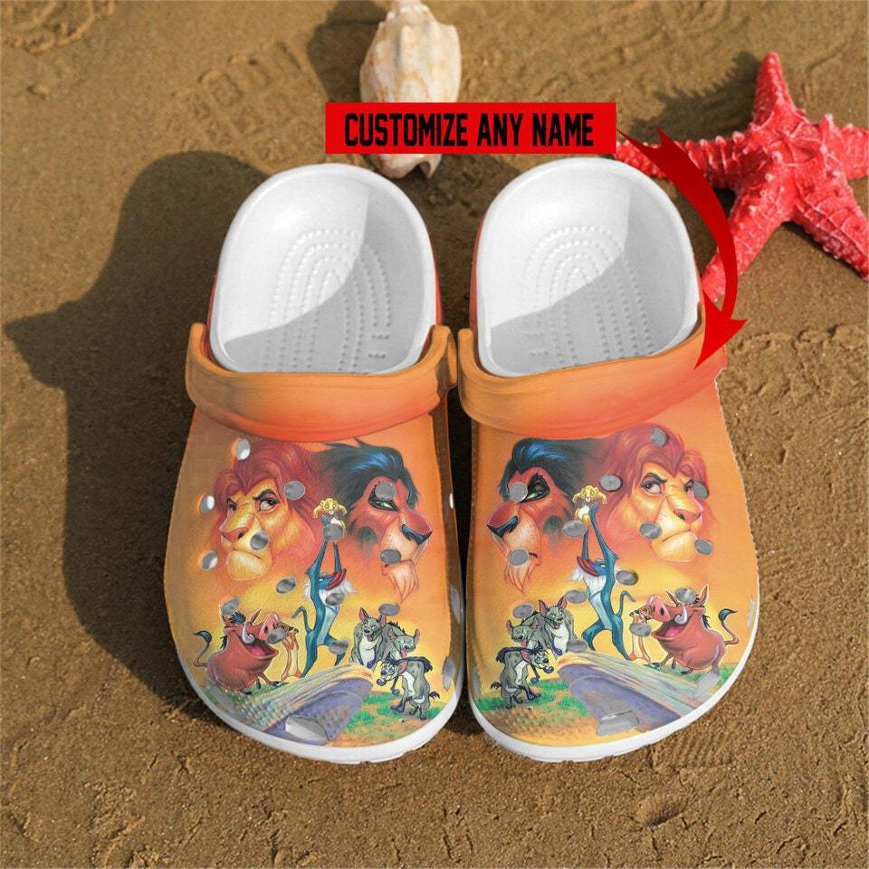 Personalized Lion King Disney Cartoon Adults Crocs, Unisex Cartoon Clog Shoes