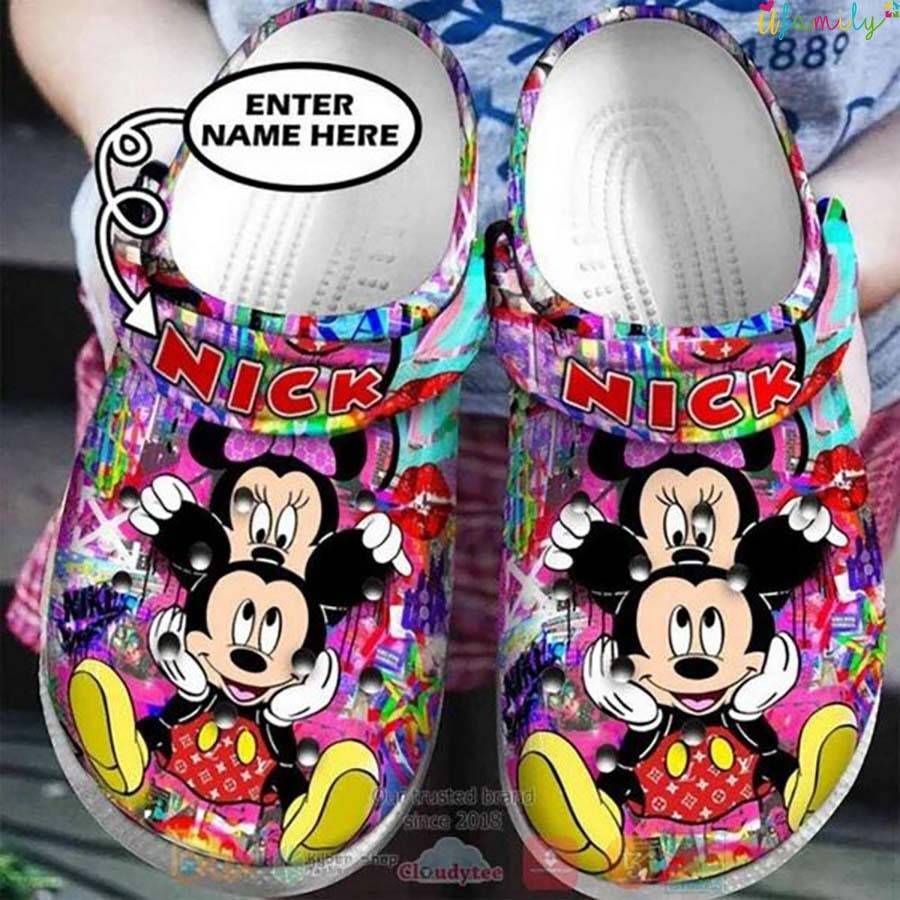 Personalized Mickey And Minnie Mouse Disney Cartoon Adults Crocs, Unisex Cartoon Clog Shoes